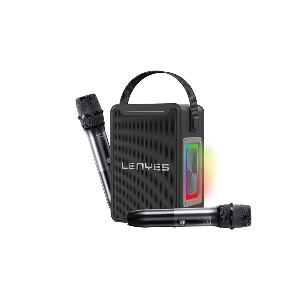 Lenyes S857 RGB Işıklı Çift Mikrofonlu Taşınabilir TWS Bluetooth Speaker Hoparlör v5.3 - Siyah