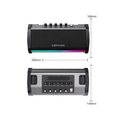 Lenyes S863 RGB LED Light Microphone TWS Bluetooth Speaker v5.3 - 4