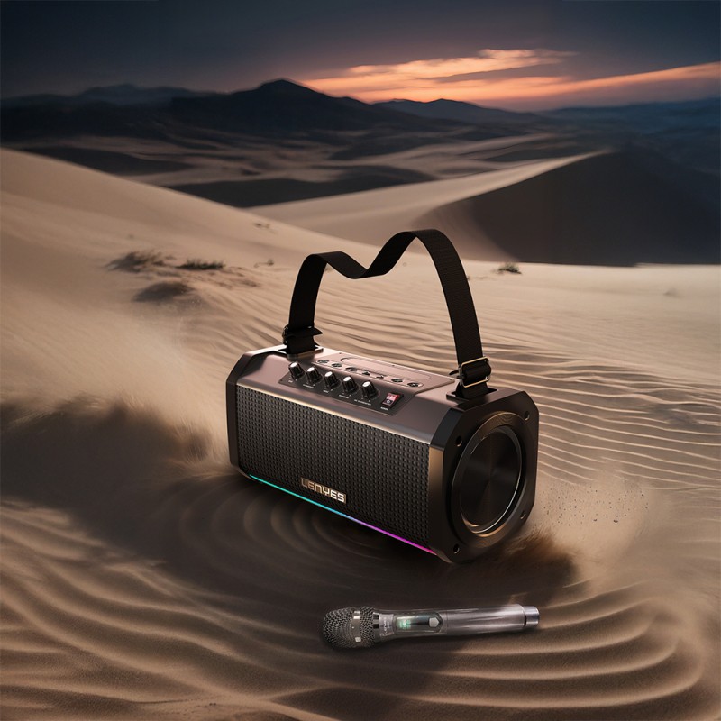 Lenyes S863 RGB LED Light Microphone TWS Bluetooth Speaker v5.3 - 5