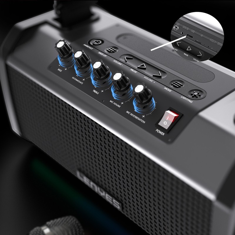Lenyes S863 RGB LED Light Microphone TWS Bluetooth Speaker v5.3 - 9