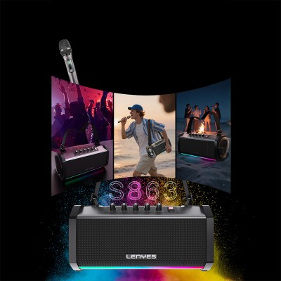 Lenyes S863 RGB LED Light Microphone TWS Bluetooth Speaker v5.3 - 10