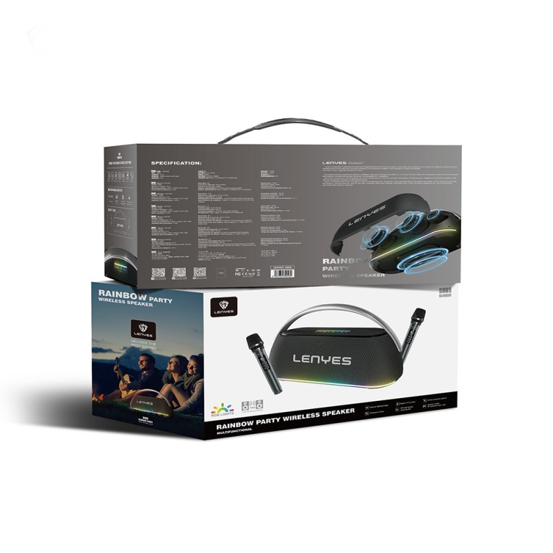 Lenyes S869 RGB Işıklı Çift Mikrofonlu Taşınabilir Bluetooth Hoparlör v5.3 - 4