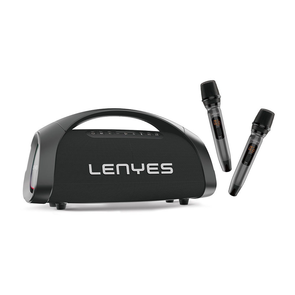 Lenyes S873 RGB Işıklı Taşınabilir Kumandalı&Mikrofonlu TWS Bluetooth Speaker Hoparlör v5.3 - Siyah