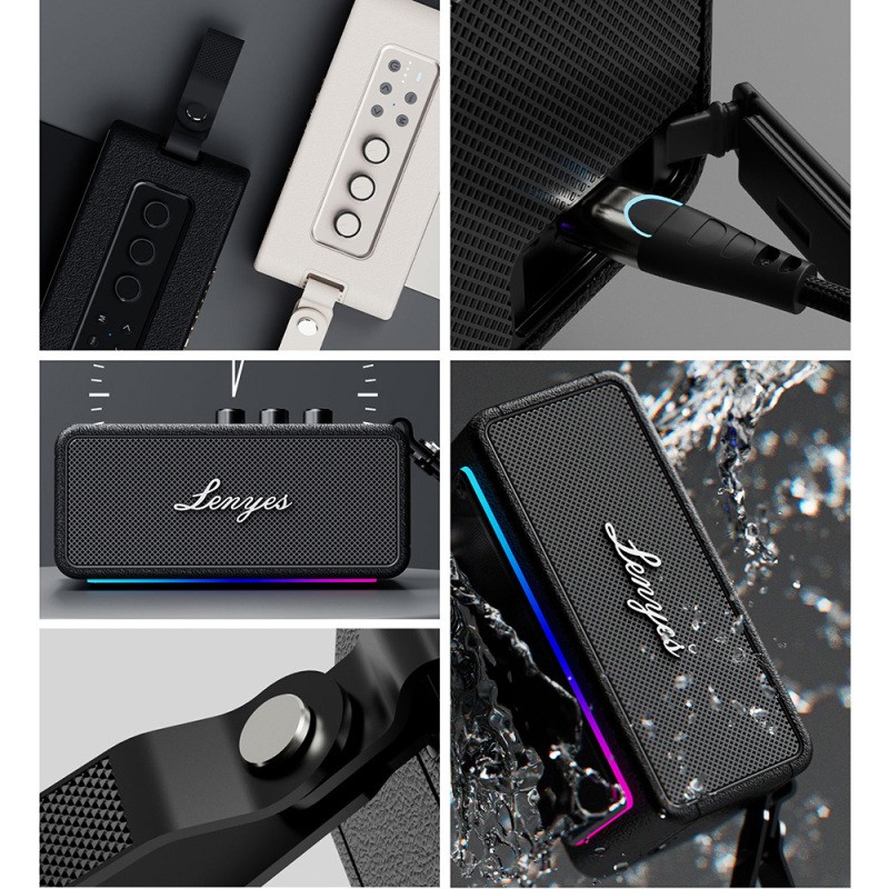Lenyes S876 Supreme Serisi RGB Işıklı Taşınabilir Su Geçirmez TWS Bluetooth Hoparlör v5.3 45W - 7