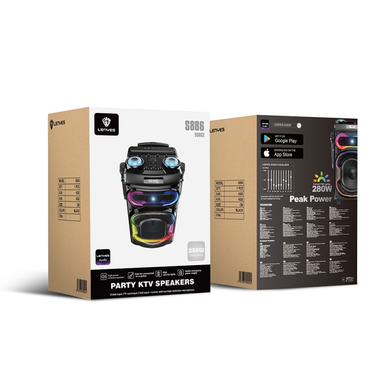 Lenyes S886 RGB Light Dual Microphone Wireless TWS Bluetooth Speaker v5.3 - 3