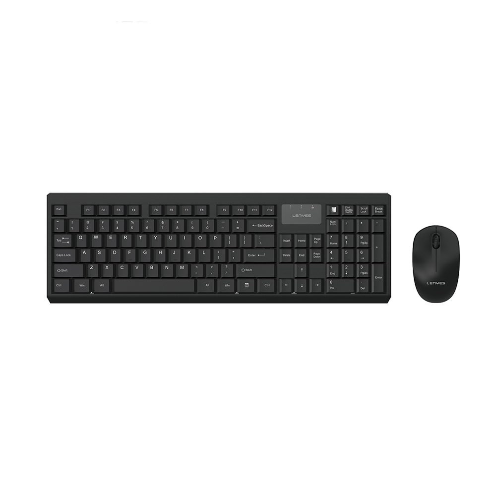 Lenyes WK105 Ergonomik 2in1 2.4G Kablosuz Klavye ve 1200 DPI Mouse Seti - Siyah