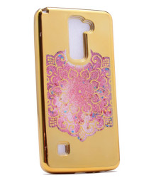 LG Stylus 2 Kılıf Zore Lazer Çiçekli Sıvılı Silikon - Zore