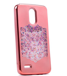LG Stylus 3 Kılıf Zore Lazer Çiçekli Sıvılı Silikon - Zore