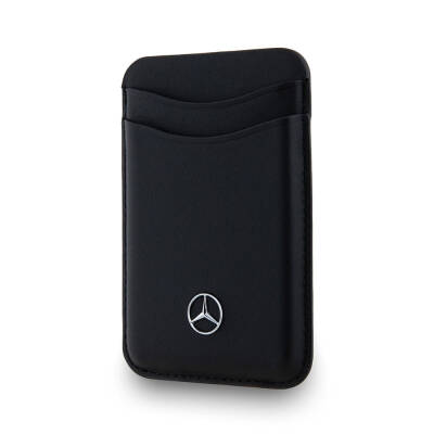 Mercedes Benz Original Licensed 2 Chamber Leather Magnetic Card Holder with Metal Logo - Mercedes Benz