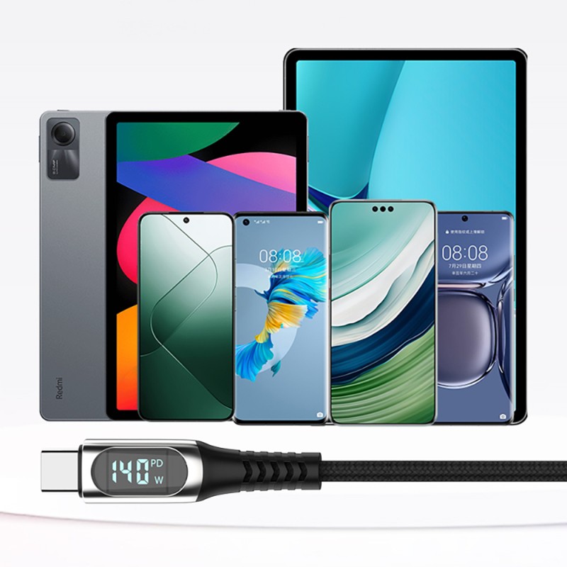 Micflip A08 Digital LED Display Type-C to Type-C PD Data and Charging Cable 140W 1M - 4