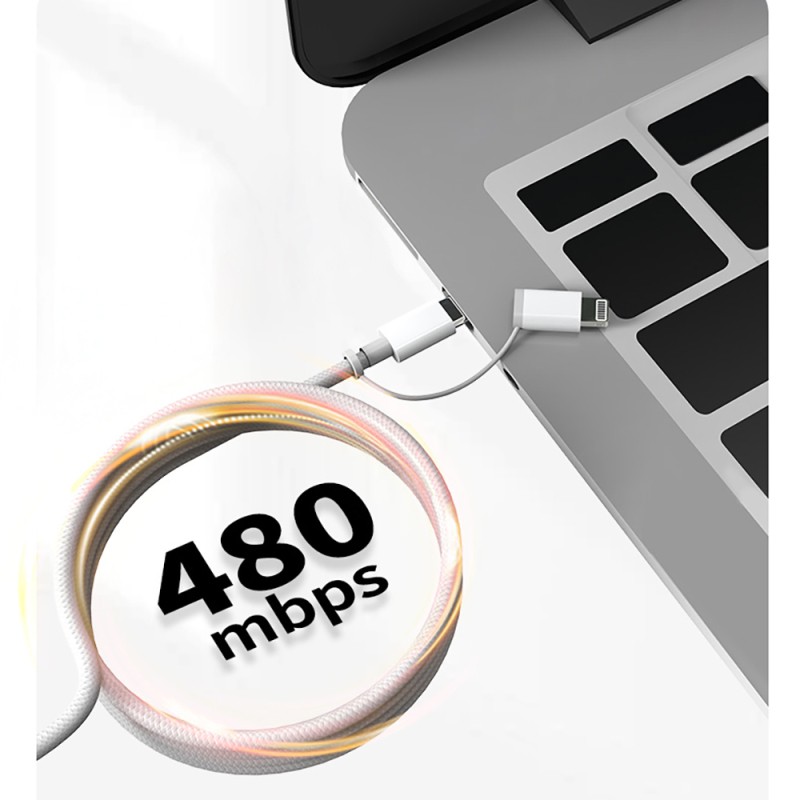 Micflip A22 2in1 PD Type-C to Type-C + Lightning MFI Sertifikalı Data ve Şarj Kablosu 240W 1M - 10