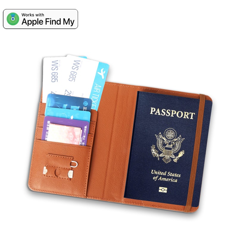 Micflip K02 iOS Cihazlar İçin FindMy Özellikli Pasaport Kart ve Sim Bölmeli Mikrofiber Kablosuz ve Pin Şarj Özellikli Deri Cüzdan - 3