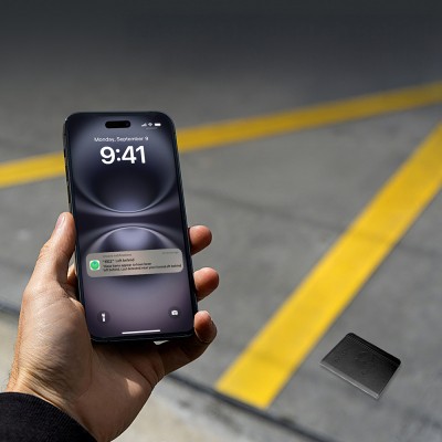 Micflip K02 iOS Cihazlar İçin FindMy Özellikli Pasaport Kart ve Sim Bölmeli Mikrofiber Kablosuz ve Pin Şarj Özellikli Deri Cüzdan - 10