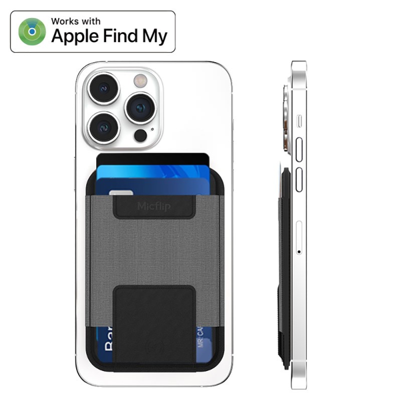 Micflip P065 Ultra İnce Tasarım iOS Cihazlara Özel Kablosuz ve Pin Şarj Özellikli FindMy Destekli Magnetik Standlı Kartlık - 3
