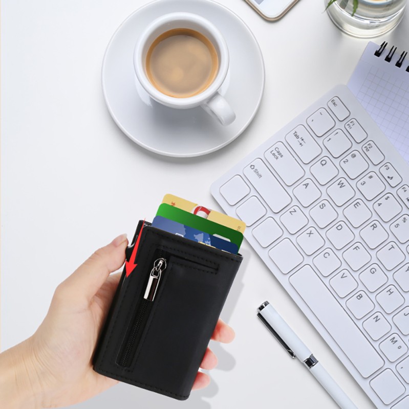 Micflip P15 Three Fold Genuine Leather Card Holder with Smart Tracking Feature - 10