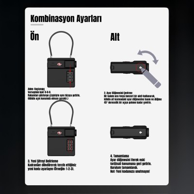 Micflip P25 TSA Kilit ve Find My Takip Özellikli Valiz Seyehat Kiliti - 15