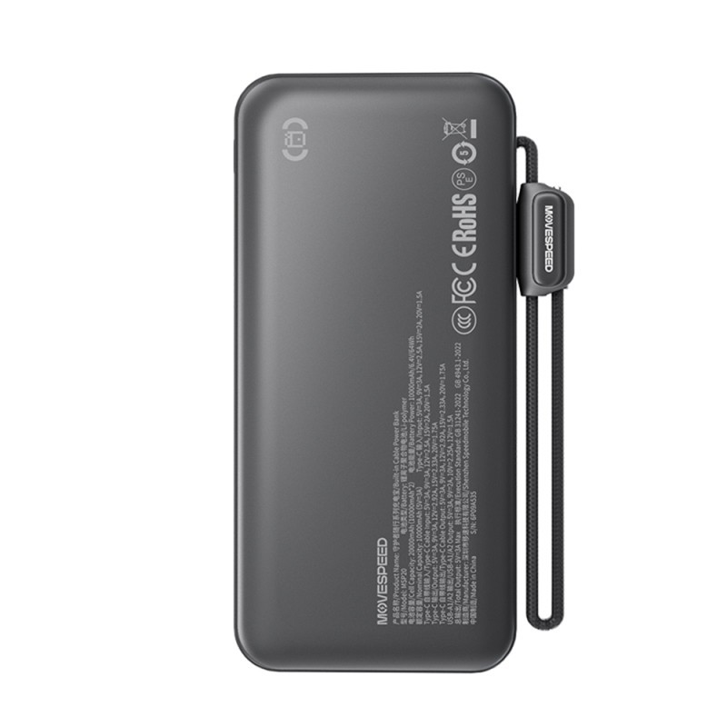 Movespeed MSP19 Dijital LED Göstergeli Type-C Kablolu Powerbank 22.5W 10.000mAh - 6