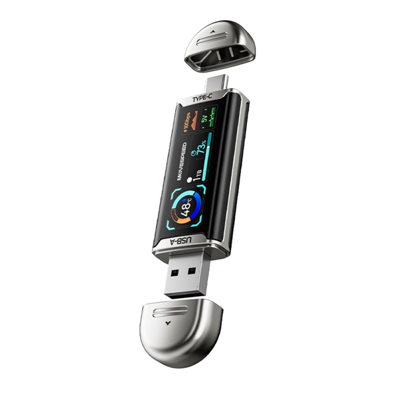 Movespeed MSSU10 2TB 10Gbps PSSD Flash Drive with LCD Screen, 4K ProRes Support, and Dual USB-A/Type-C Connectivity - 2