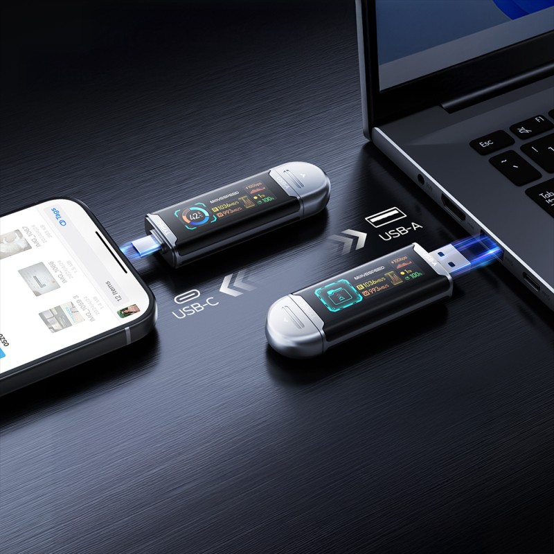 Movespeed MSSU10 LCD Ekranlı 4K ProRes Dual USB-A+Type-C Bağlantılı PSSD Flash Disk 1TB 10Gbps - 9