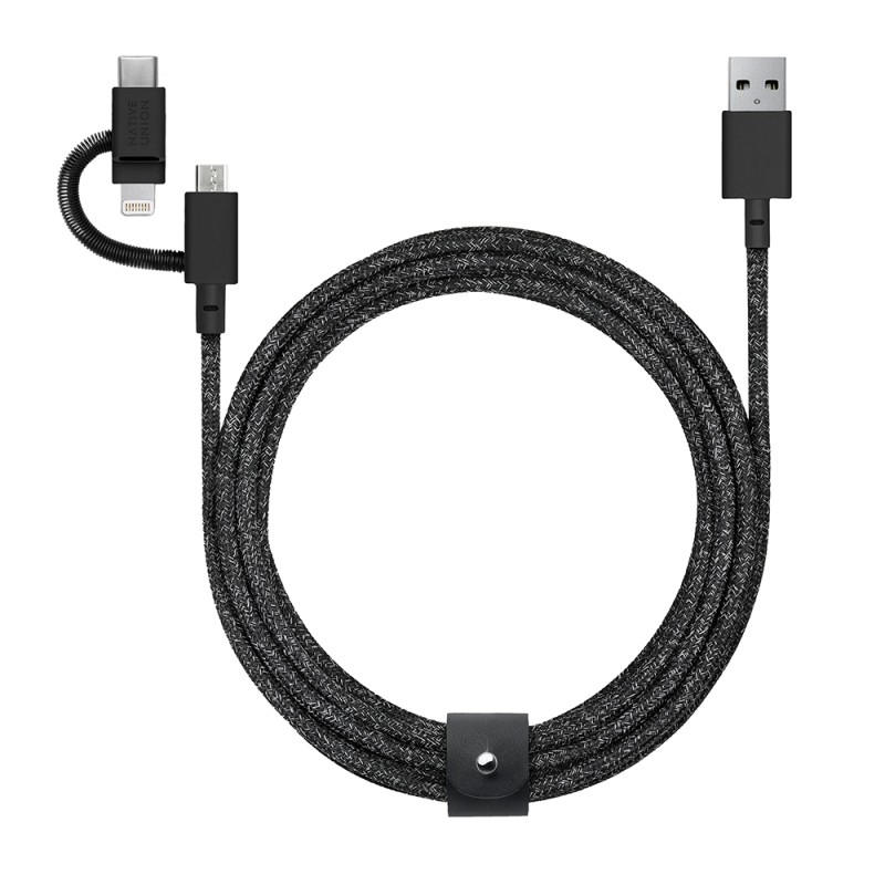 Native Union Belt Series 3-in-1 USB-A to Type-C - Lightning - Micro Charging Cable 2M - 5