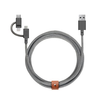 Native Union Belt Serisi 3in1 USB-A to Type-C - Lightning - Micro Şarj Kablosu 2M - Native Union