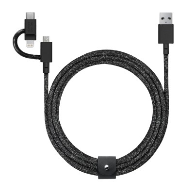 Native Union Belt Serisi 3in1 USB-A to Type-C - Lightning - Micro Şarj Kablosu 2M - 5