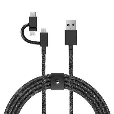 Native Union Belt Serisi 3in1 USB-A to Type-C - Lightning - Micro Şarj Kablosu 2M - 12