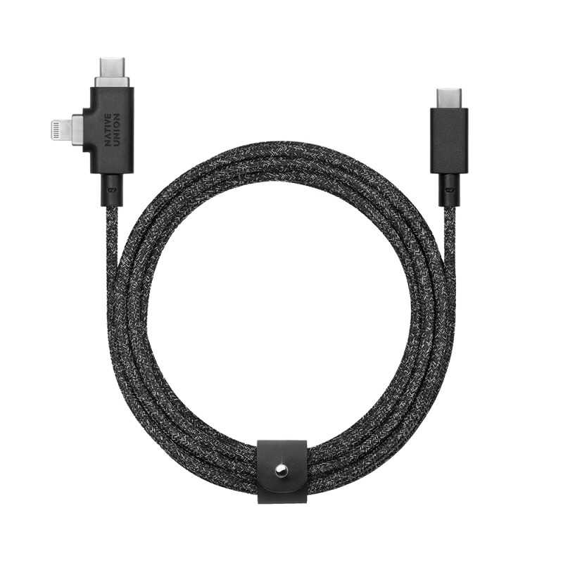 Native Union Belt Serisi Duo Pro Type-C to Type-C - Lightning Şarj Kablosu 240W 2.4M - 2