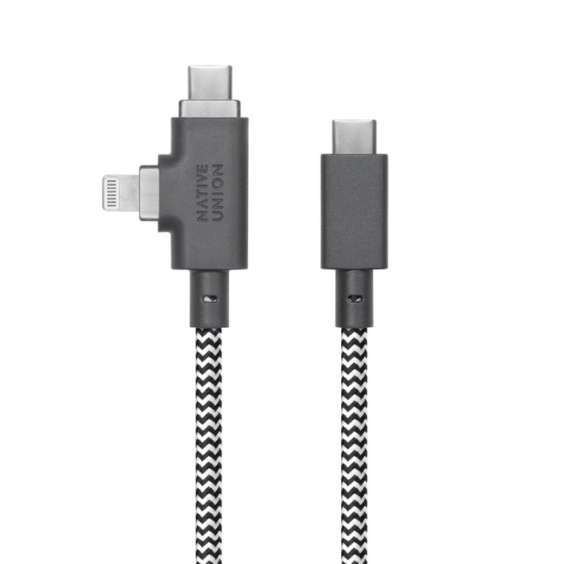 Native Union Belt Serisi Duo Pro Type-C to Type-C - Lightning Şarj Kablosu 240W 2.4M - 3