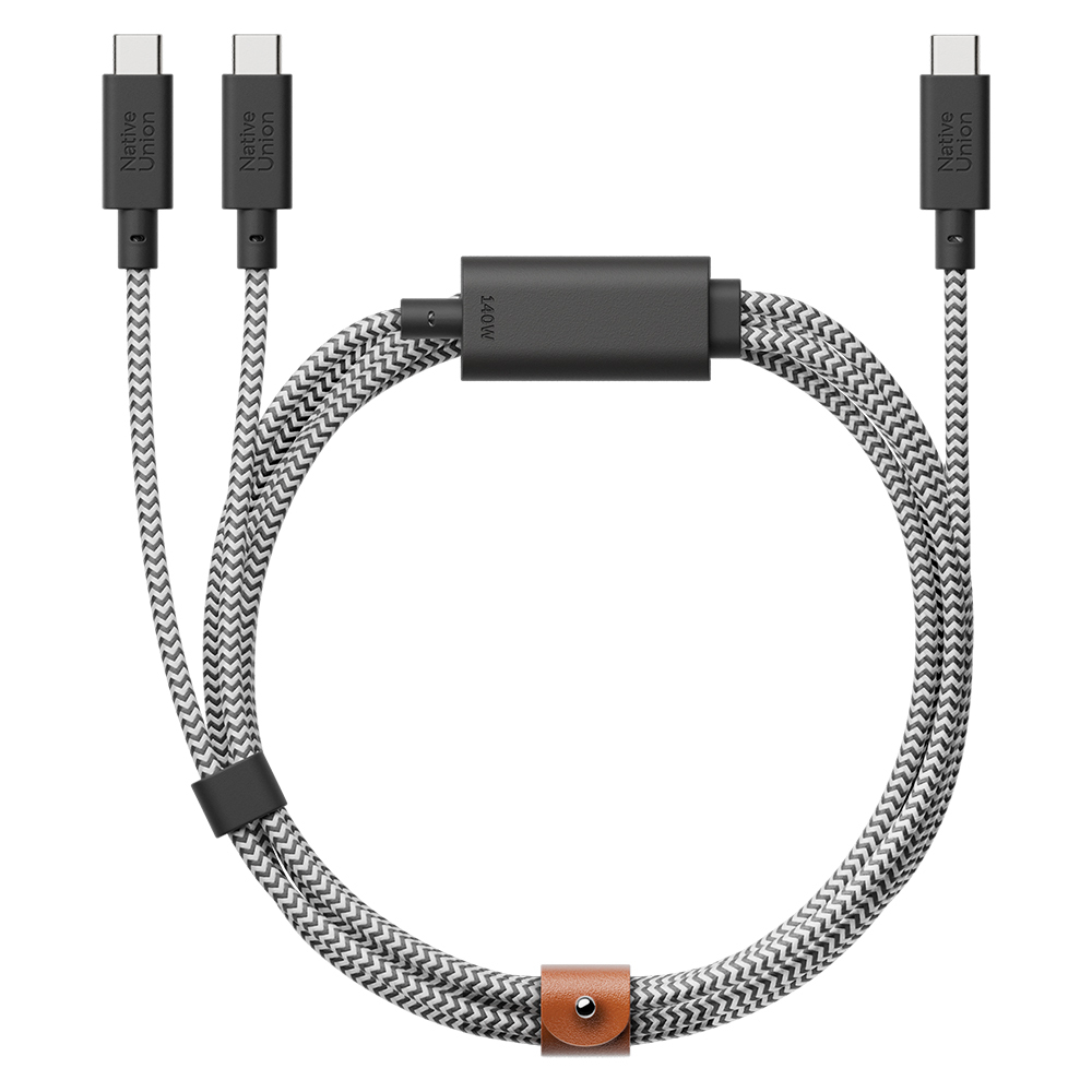 Native Union Belt Serisi PD 2in1 Type-C To Type-C Hızlı Şarj Özellikli Şarj ve Data Kablosu 140W 2M - Siyah-Beyaz