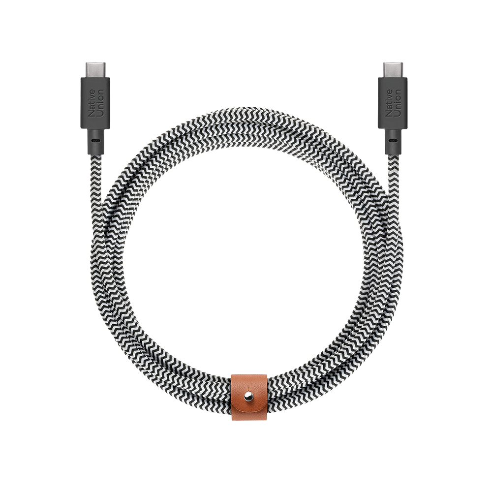Native Union Belt Serisi Type-C to Type-C Şarj Kablosu 3M - Siyah-Beyaz