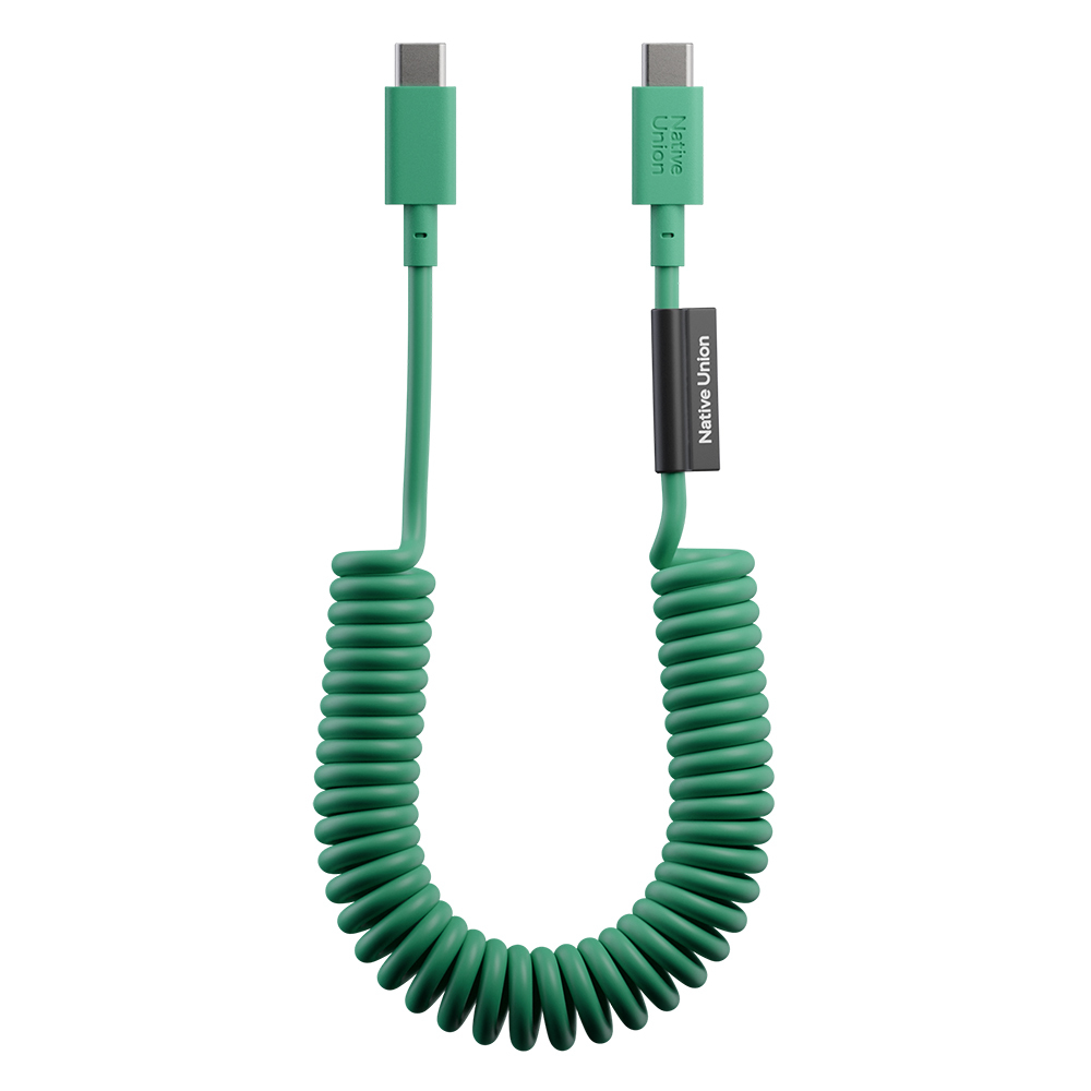 Native Union POP Serisi Type-C to Type-C Spiralli Şarj Kablosu 60W 1.2M - Yeşil