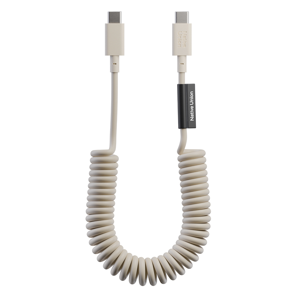 Native Union POP Serisi Type-C to Type-C Spiralli Şarj Kablosu 60W 1.2M - Krem