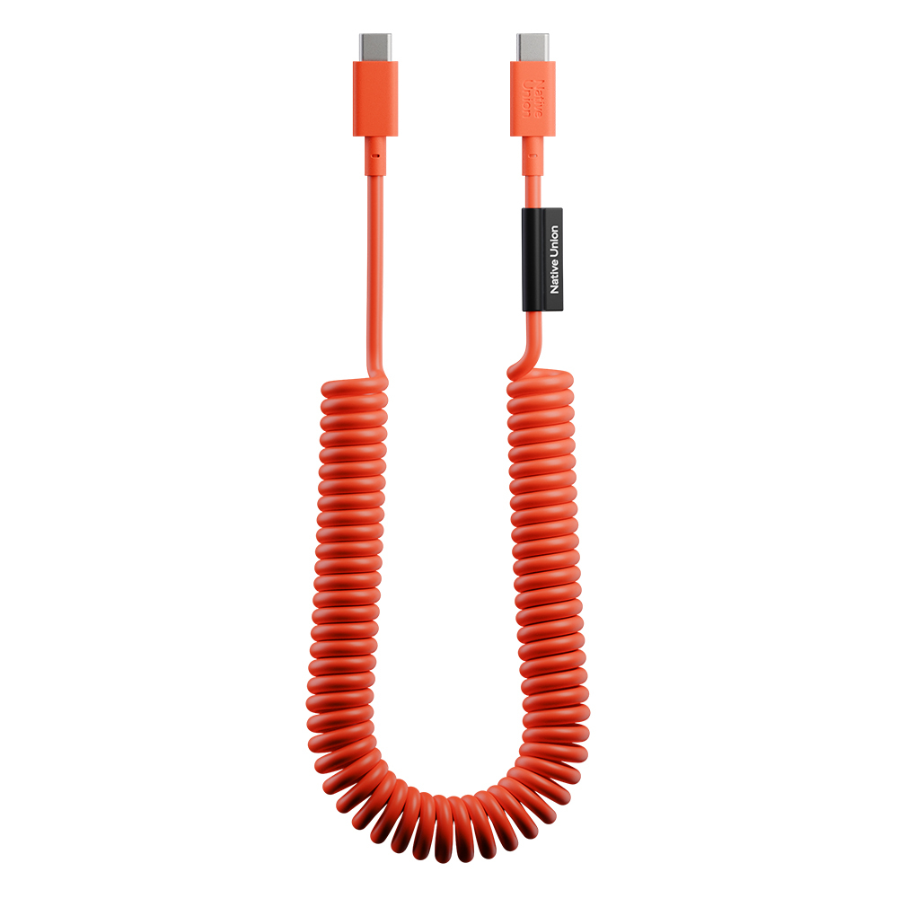 Native Union POP Serisi Type-C to Type-C Spiralli Şarj Kablosu 60W 2.4M - Kırmızı