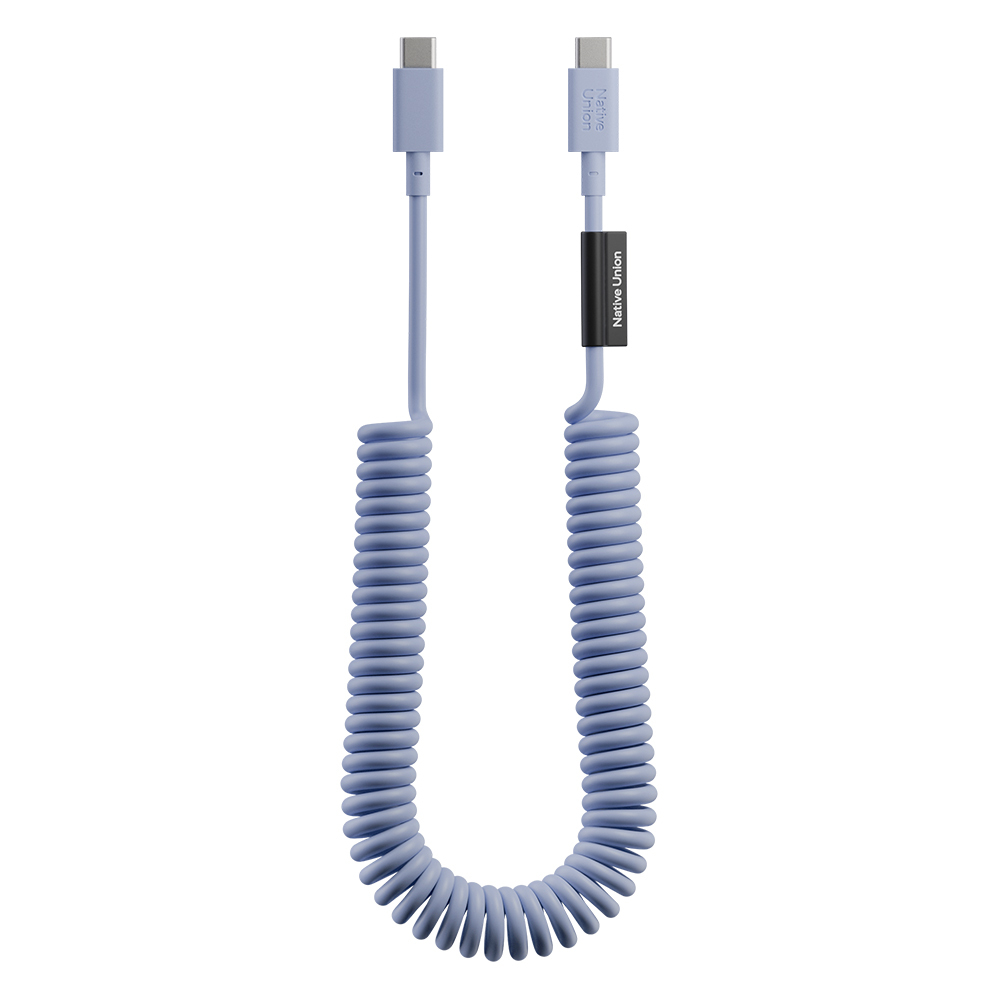 Native Union POP Serisi Type-C to Type-C Spiralli Şarj Kablosu 60W 2.4M - Açık Mavi