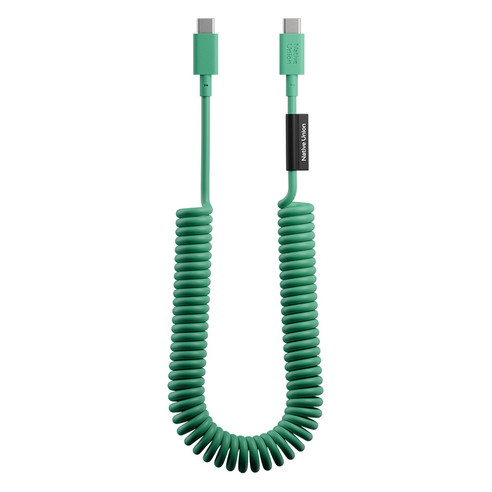 Native Union POP Serisi Type-C to Type-C Spiralli Şarj Kablosu 60W 2.4M - Yeşil