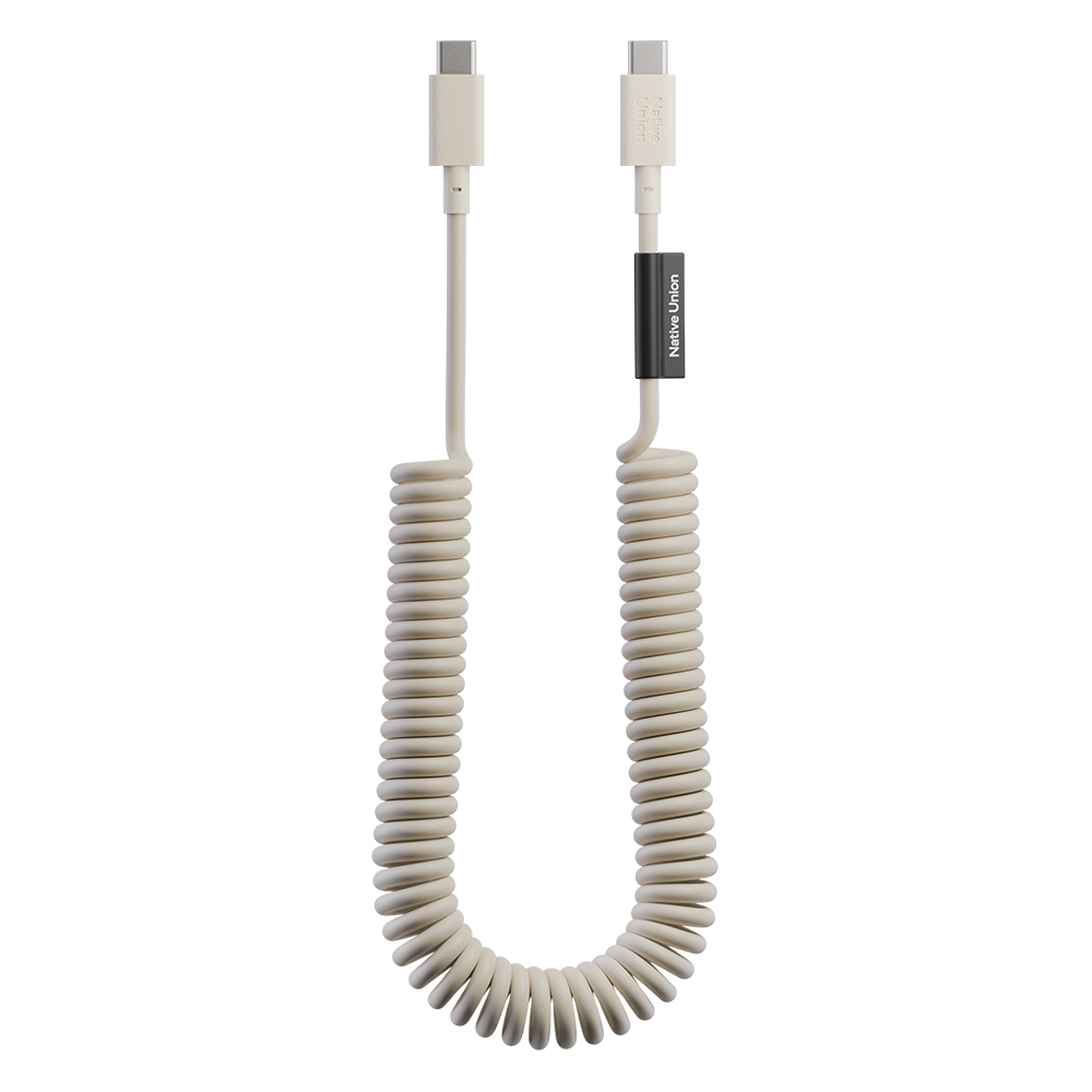 Native Union POP Serisi Type-C to Type-C Spiralli Şarj Kablosu 60W 2.4M - Krem