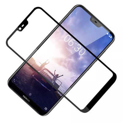Nokia X6 Zore Kenarları Kırılmaya Dayanıklı Cam Ekran Koruyucu - Siyah