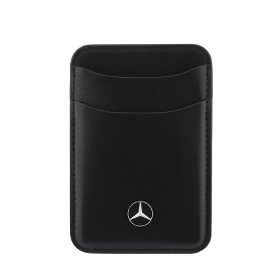 Officially Licensed Mercedes-Benz New Generation Leather Magnetic Card Holder with Metal Logo and 2 Slots - Mercedes Benz