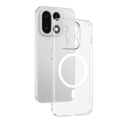 One Plus 15 5G Kamera Korumalı M-Safe Şarj Özellikli Şeffaf Zore London Sert PC Kapak - Zore