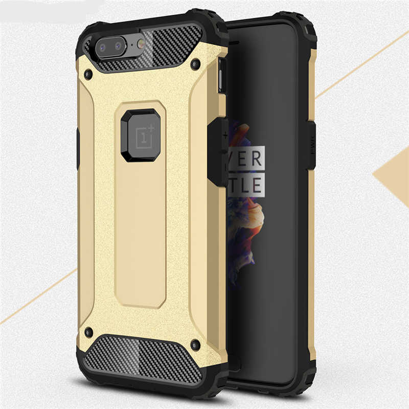 One Plus 5 Kılıf Zore Crash Silikon Kapak - Gold