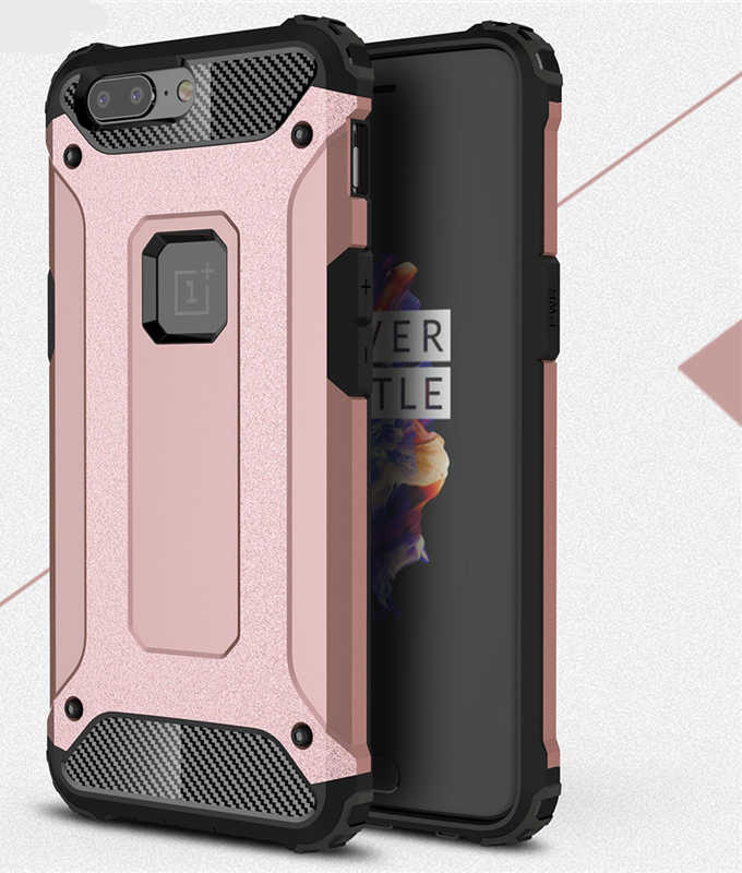 One Plus 5 Kılıf Zore Crash Silikon Kapak - Rose Gold