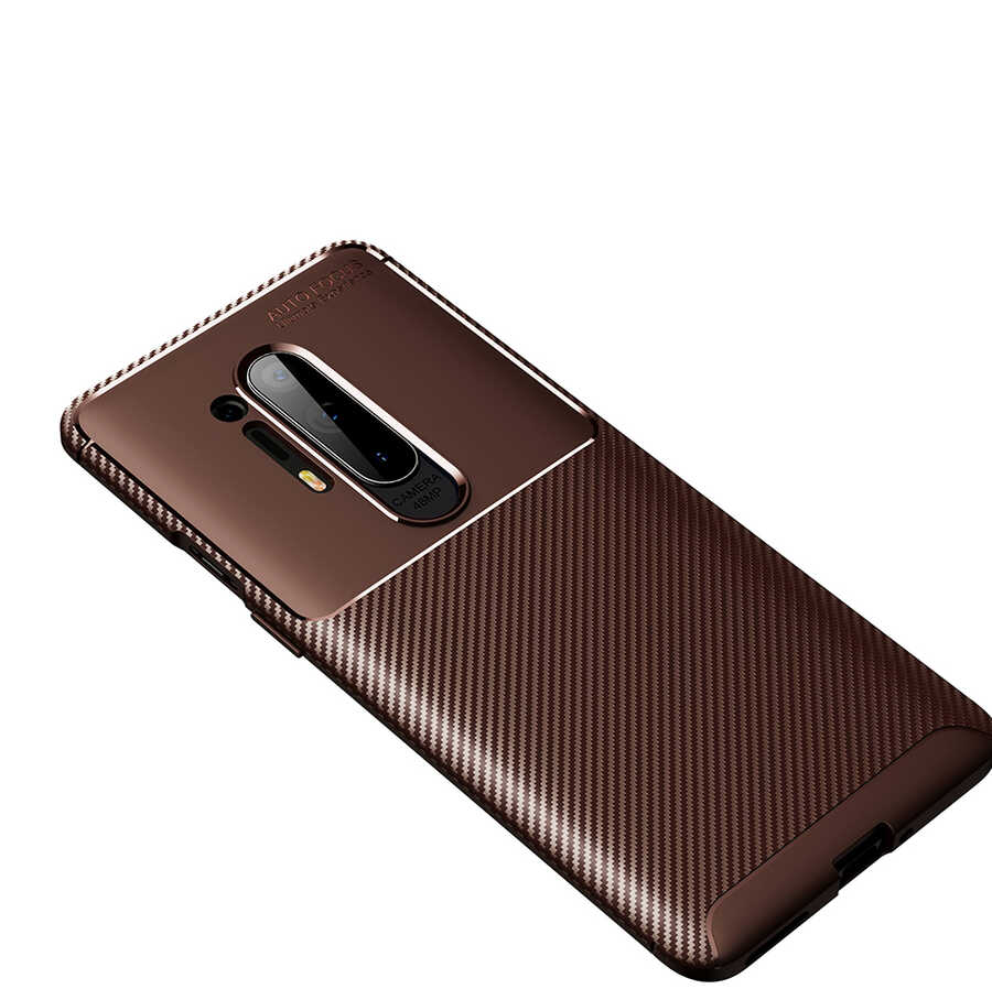 One Plus 8 Pro Kılıf Zore Negro Silikon Kapak - Kahverengi