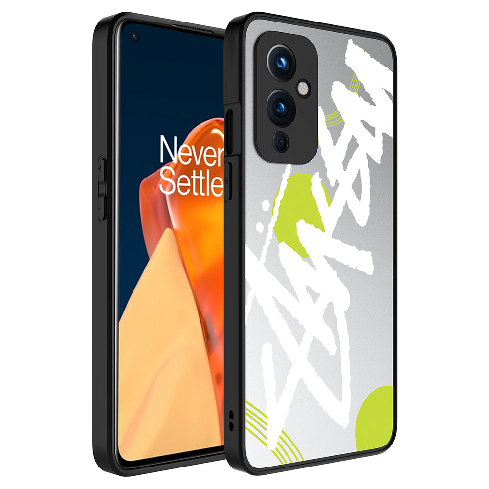 One Plus 9 Kılıf Aynalı Desenli Kamera Korumalı Parlak Zore Mirror Kapak - Yazı