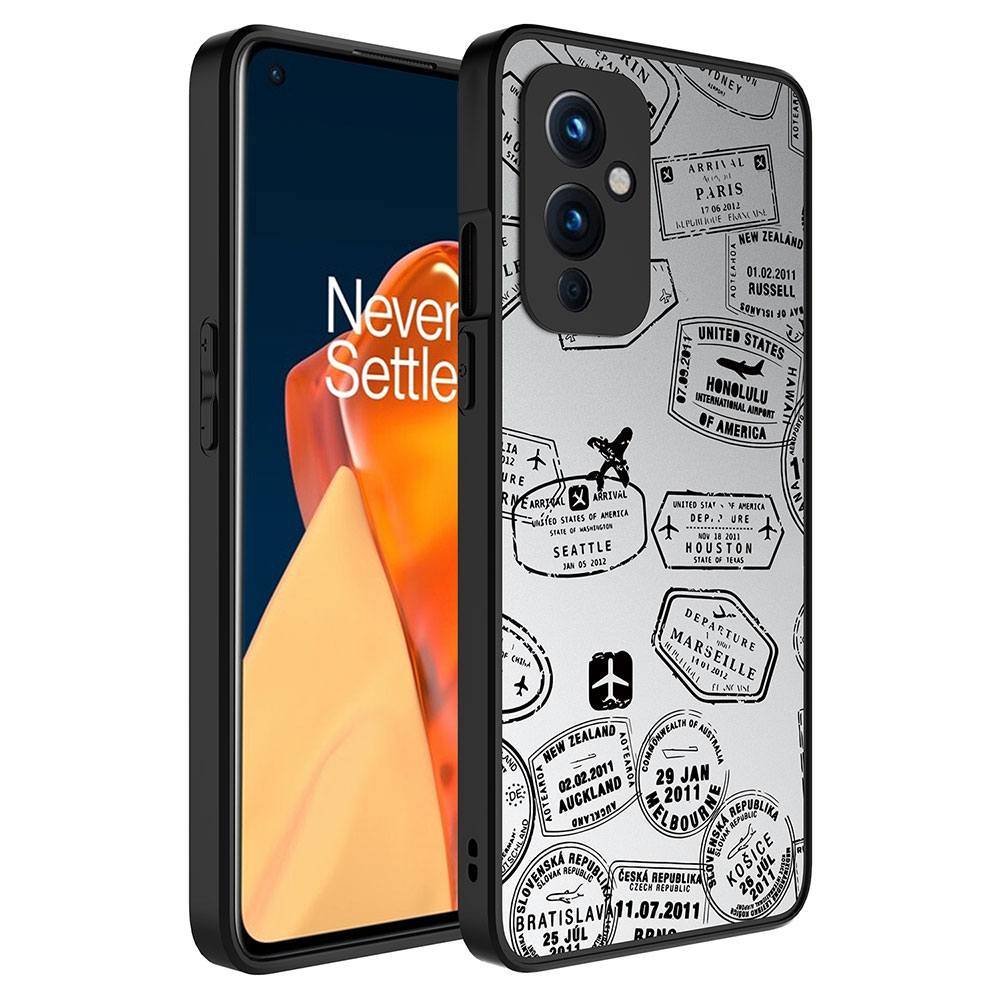 One Plus 9 Kılıf Aynalı Desenli Kamera Korumalı Parlak Zore Mirror Kapak - Seyahat