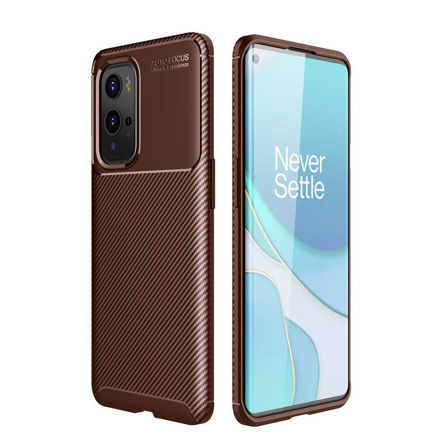 One Plus 9 Pro Kılıf Zore Negro Silikon Kapak - Kahverengi