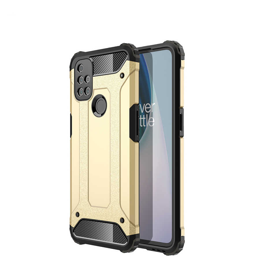 One Plus Nord N10 5G Kılıf Zore Crash Silikon Kapak - Gold