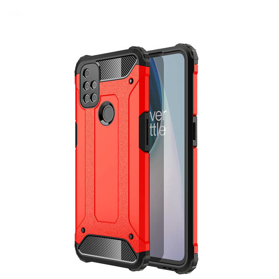 One Plus Nord N10 5G Kılıf Zore Crash Silikon Kapak - Kırmızı