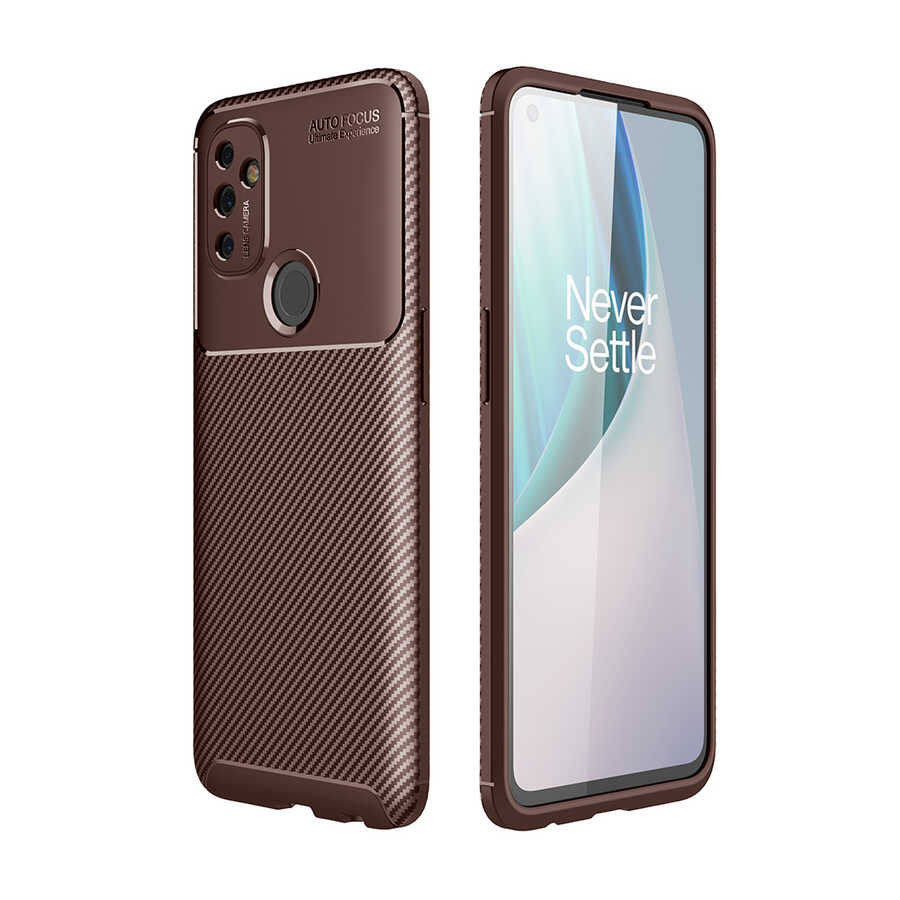 One Plus Nord N100 Kılıf Zore Negro Silikon Kapak - Kahverengi