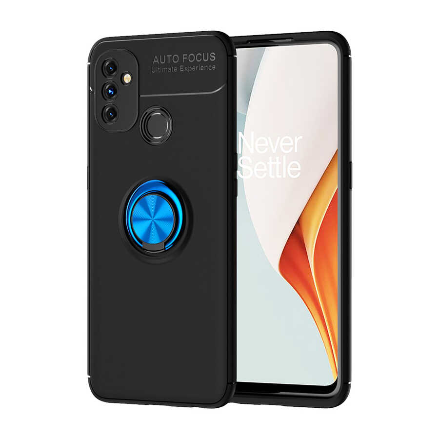 One Plus Nord N100 Kılıf Zore Ravel Silikon Kapak - Siyah-Mavi